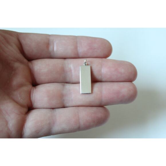 Sterling Silver Rectangle Pine Tree Charm with Moon Pendant - Picture 2 of 4